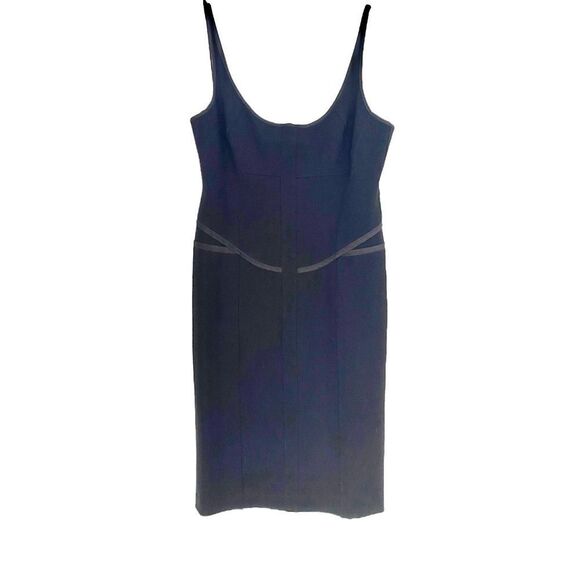 Narciso Rodriguez Black Bodycon Lana Wool Strap Dress Sz 8